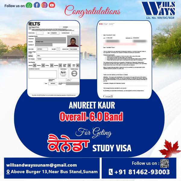 ANUPREET K CANADA STUDY VISA
