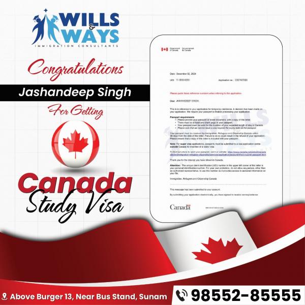 JASHANDEEP SINGH CANADA STUDY VISA