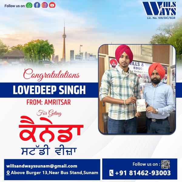 LOVEDEEP S CANADA STUDY VISA 2023