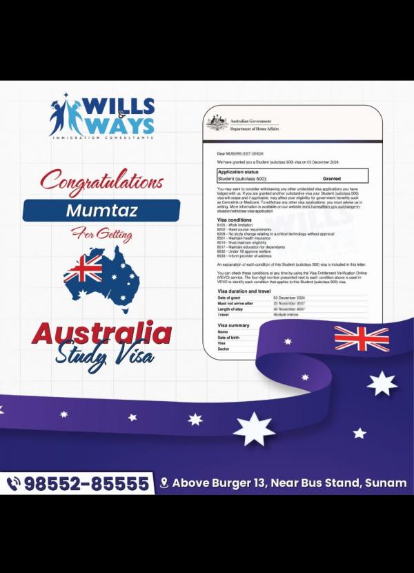 MUMTAJ AUSTRALIA STUDY VISA