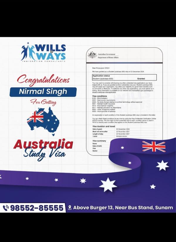 NIRMAL SINGH AUSTRALIA STUDY VISA