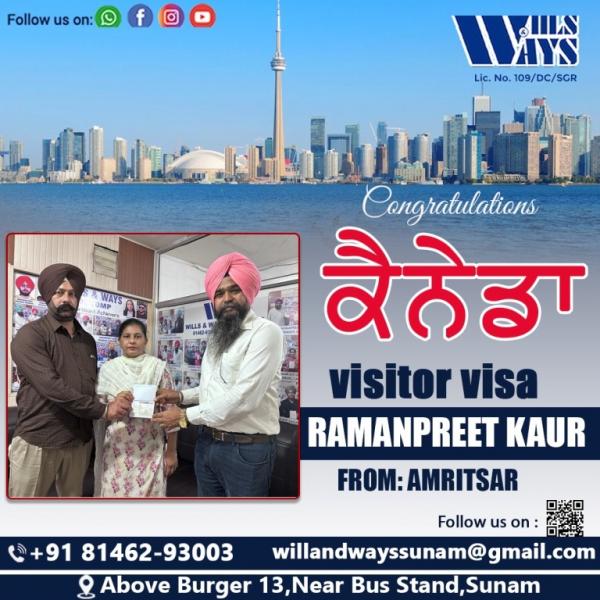RAMANPREET K CANADA VISITOR VISA