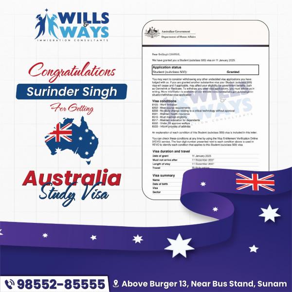 SURINDER SINGH AUSTRALIA STUDY VISA